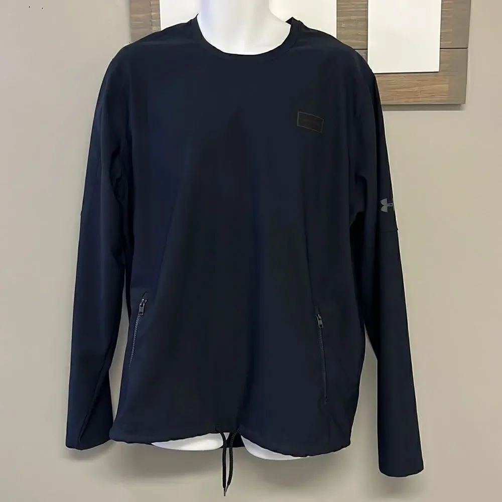 Under Armour Navy Pullover Adjustable Long Sleeve Jacket w/ Kangaroo Pocket-Lge